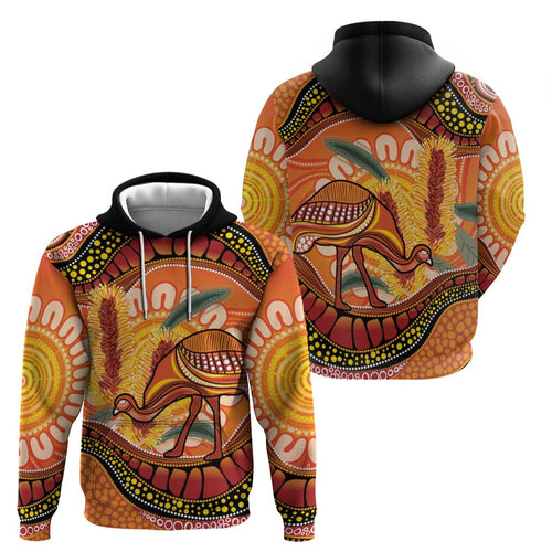 Indigenous Emu Australia Hoodie Australian Bottlebrushes Aboriginal Art Proud