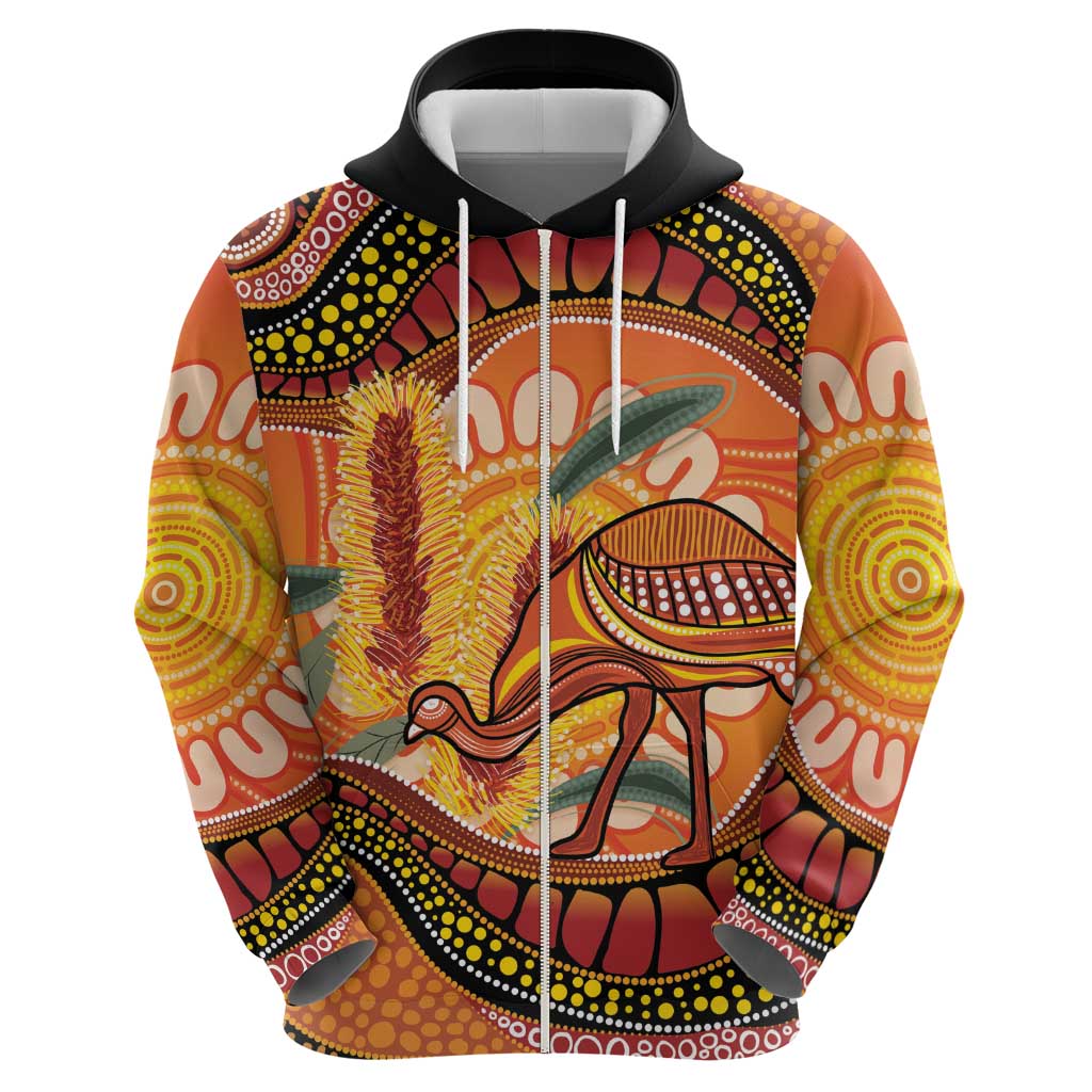 Indigenous Emu Australia Hoodie Australian Bottlebrushes Aboriginal Art Proud