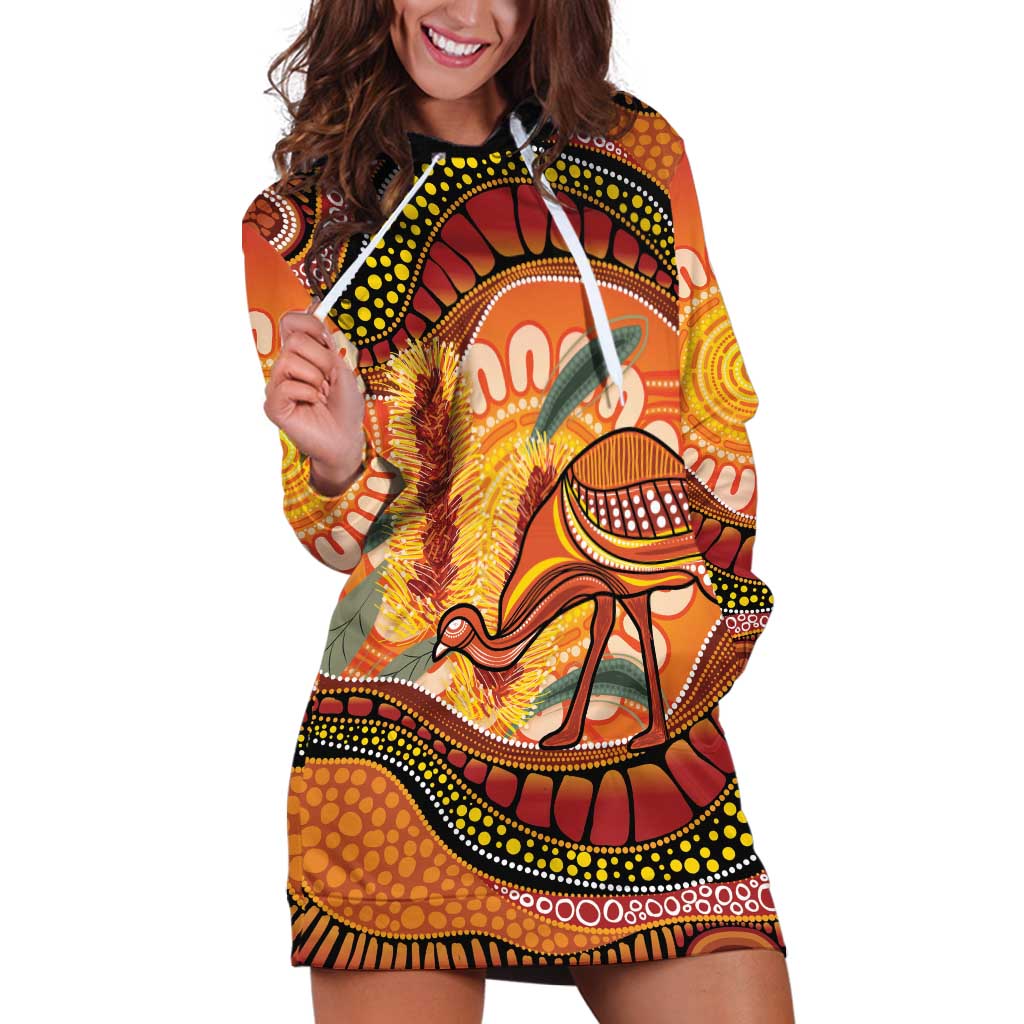 Indigenous Emu Australia Hoodie Dress Australian Bottlebrushes Aboriginal Art Proud