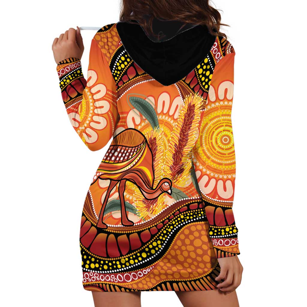 Indigenous Emu Australia Hoodie Dress Australian Bottlebrushes Aboriginal Art Proud