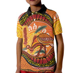 Indigenous Emu Australia Kid Polo Shirt Australian Bottlebrushes Aboriginal Art Proud
