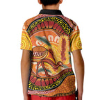 Indigenous Emu Australia Kid Polo Shirt Australian Bottlebrushes Aboriginal Art Proud