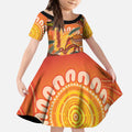 Indigenous Emu Australia Kid Short Sleeve Dress Australian Bottlebrushes Aboriginal Art Proud