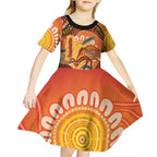 Indigenous Emu Australia Kid Short Sleeve Dress Australian Bottlebrushes Aboriginal Art Proud