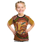 Indigenous Emu Australia Kid T Shirt Australian Bottlebrushes Aboriginal Art Proud