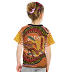 Indigenous Emu Australia Kid T Shirt Australian Bottlebrushes Aboriginal Art Proud