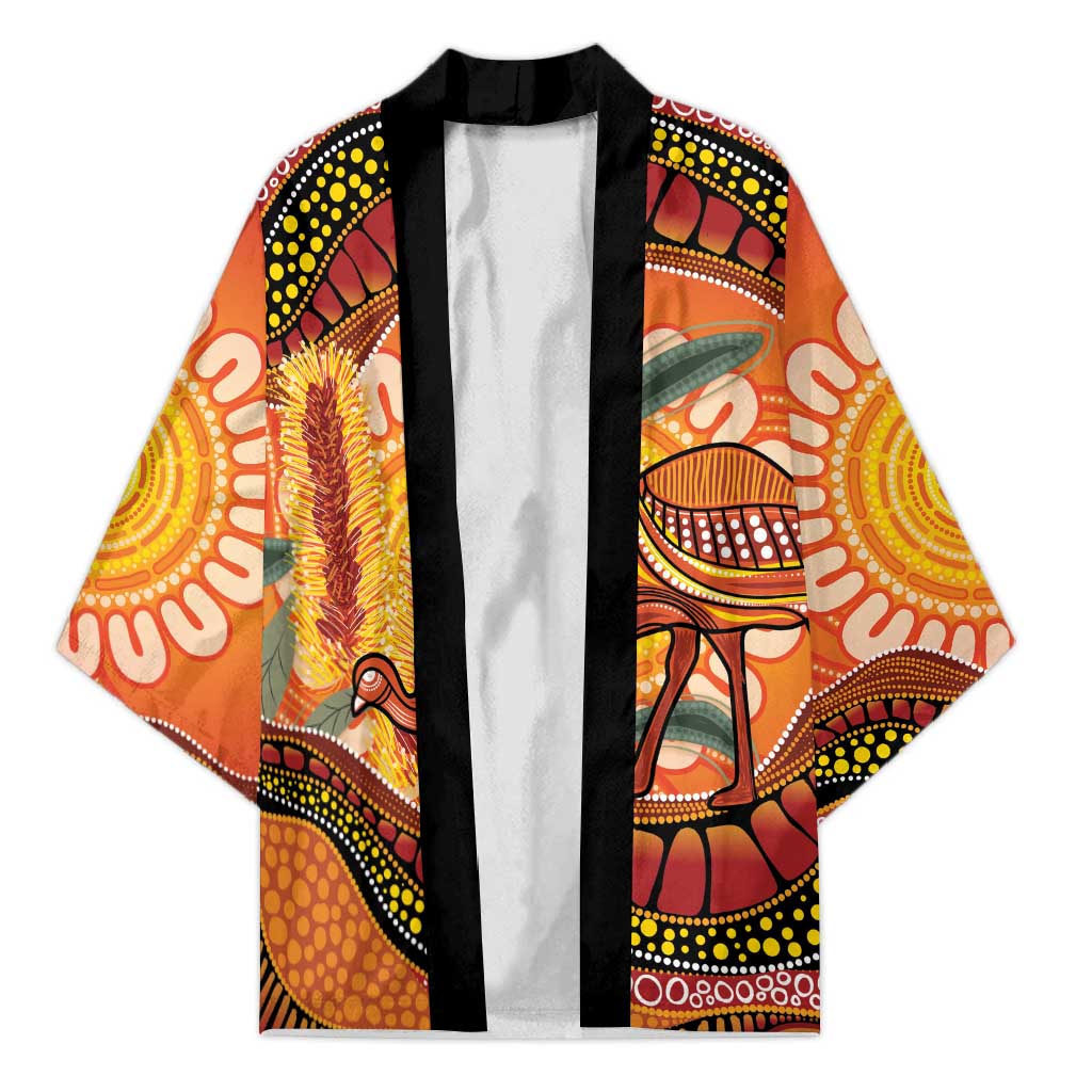 Indigenous Emu Australia Kimono Australian Bottlebrushes Aboriginal Art Proud