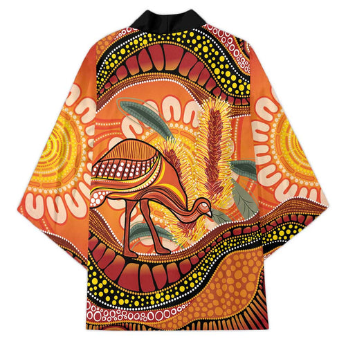 Indigenous Emu Australia Kimono Australian Bottlebrushes Aboriginal Art Proud