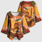 Indigenous Emu Australia Kimono Sleeve Blouse Australian Bottlebrushes Aboriginal Art Proud