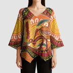 Indigenous Emu Australia Kimono Sleeve Blouse Australian Bottlebrushes Aboriginal Art Proud