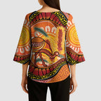 Indigenous Emu Australia Kimono Sleeve Blouse Australian Bottlebrushes Aboriginal Art Proud