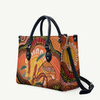 Indigenous Emu Australia Leather Bag Australian Bottlebrushes Aboriginal Art Proud