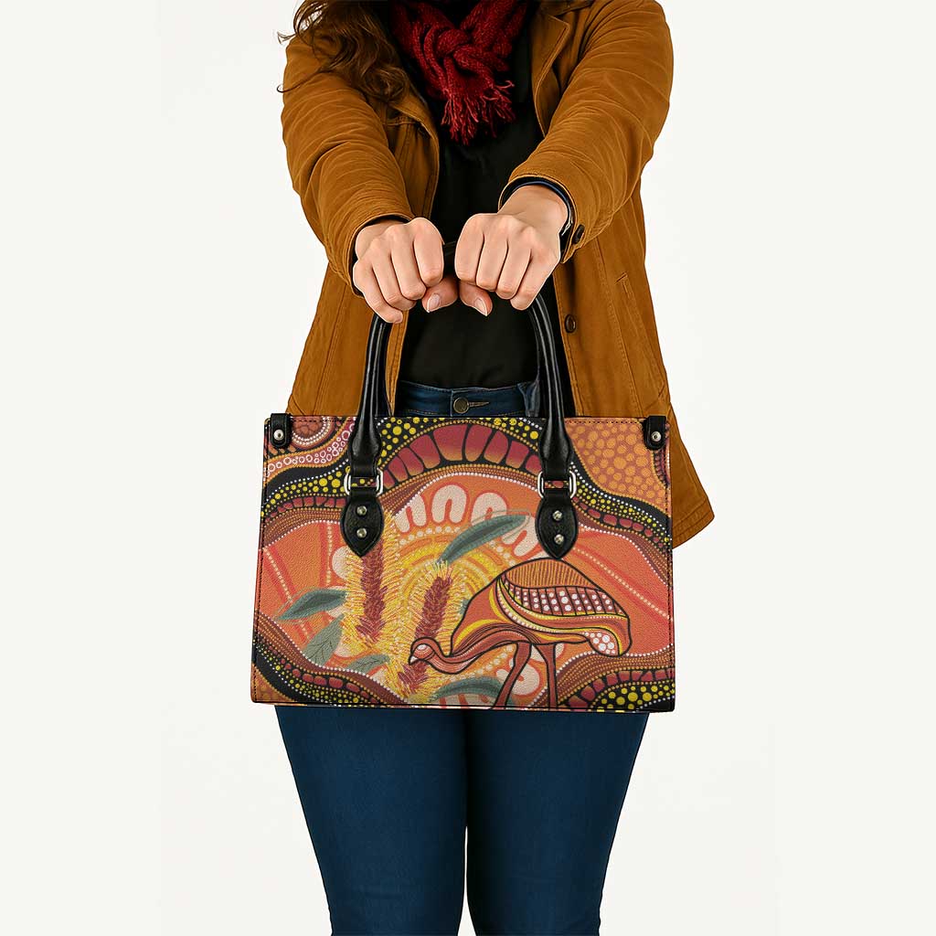 Indigenous Emu Australia Leather Bag Australian Bottlebrushes Aboriginal Art Proud