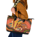 Indigenous Emu Australia Leather Tote Bag Australian Bottlebrushes Aboriginal Art Proud