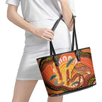 Indigenous Emu Australia Leather Tote Bag Australian Bottlebrushes Aboriginal Art Proud