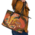 Indigenous Emu Australia Leather Tote Bag Australian Bottlebrushes Aboriginal Art Proud