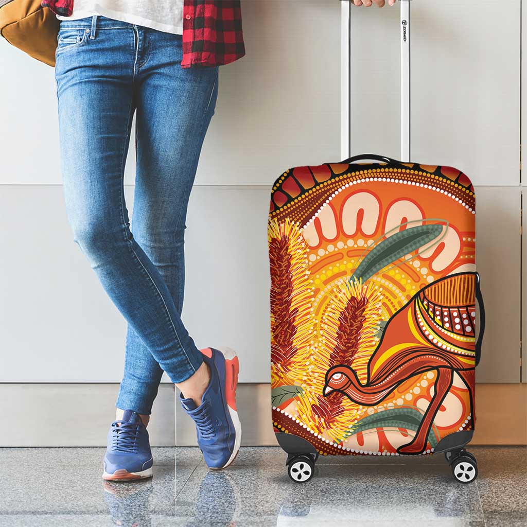 Indigenous Emu Australia Luggage Cover Australian Bottlebrushes Aboriginal Art Proud