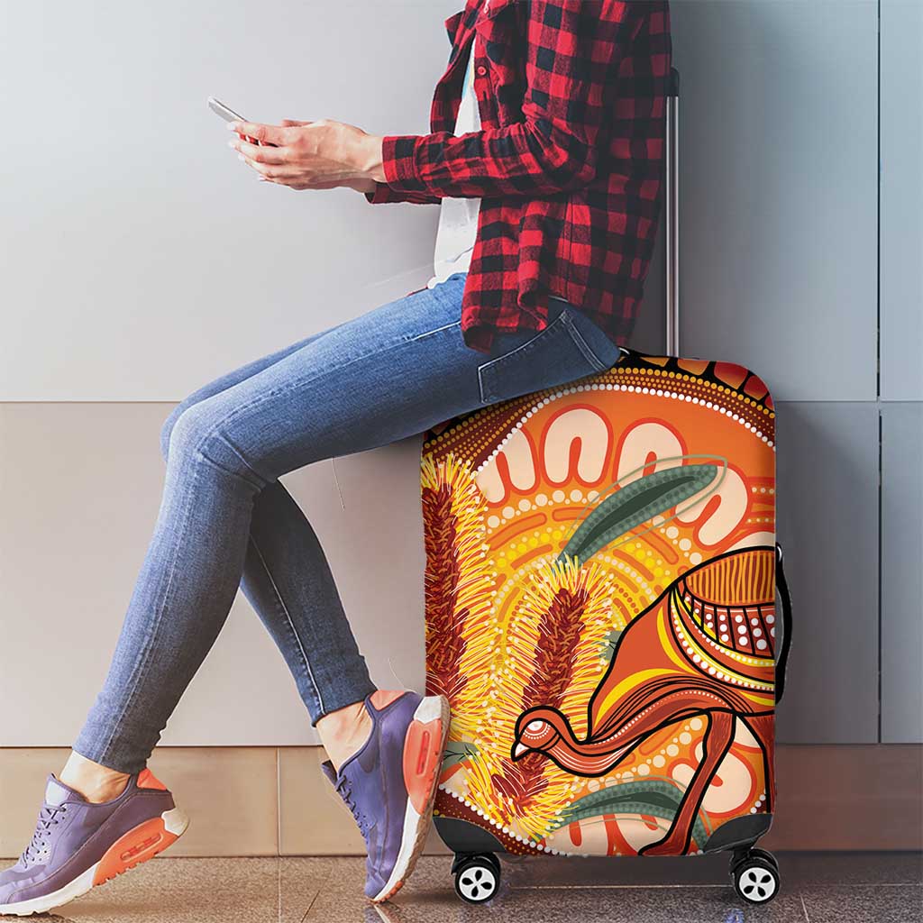 Indigenous Emu Australia Luggage Cover Australian Bottlebrushes Aboriginal Art Proud