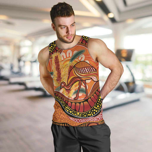 Indigenous Emu Australia Men Tank Top Australian Bottlebrushes Aboriginal Art Proud