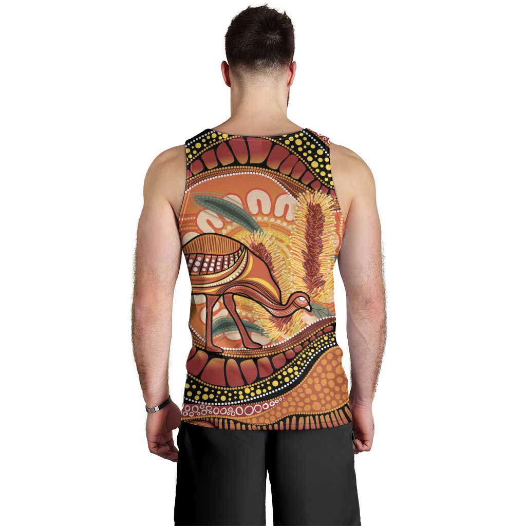 Indigenous Emu Australia Men Tank Top Australian Bottlebrushes Aboriginal Art Proud