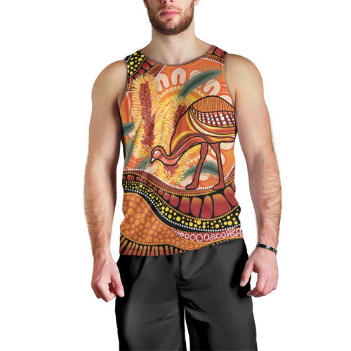Indigenous Emu Australia Men Tank Top Australian Bottlebrushes Aboriginal Art Proud