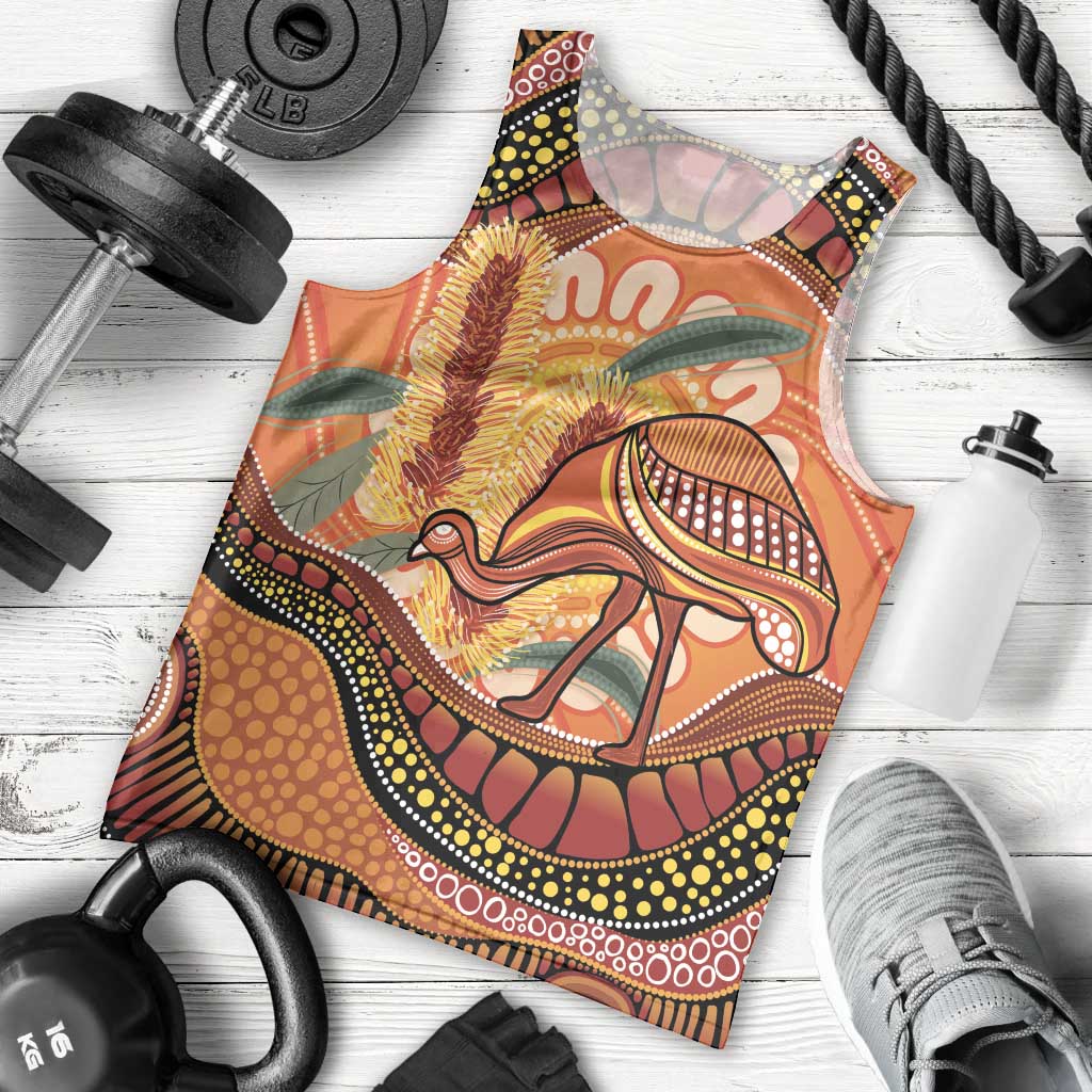 Indigenous Emu Australia Men Tank Top Australian Bottlebrushes Aboriginal Art Proud