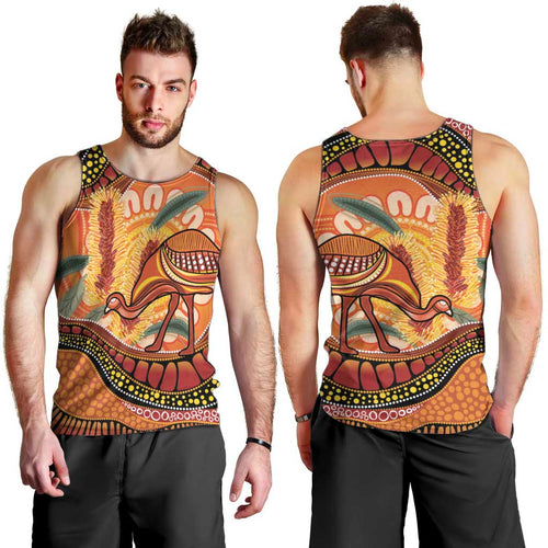 Indigenous Emu Australia Men Tank Top Australian Bottlebrushes Aboriginal Art Proud