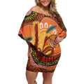 Indigenous Emu Australia Off Shoulder Short Dress Australian Bottlebrushes Aboriginal Art Proud