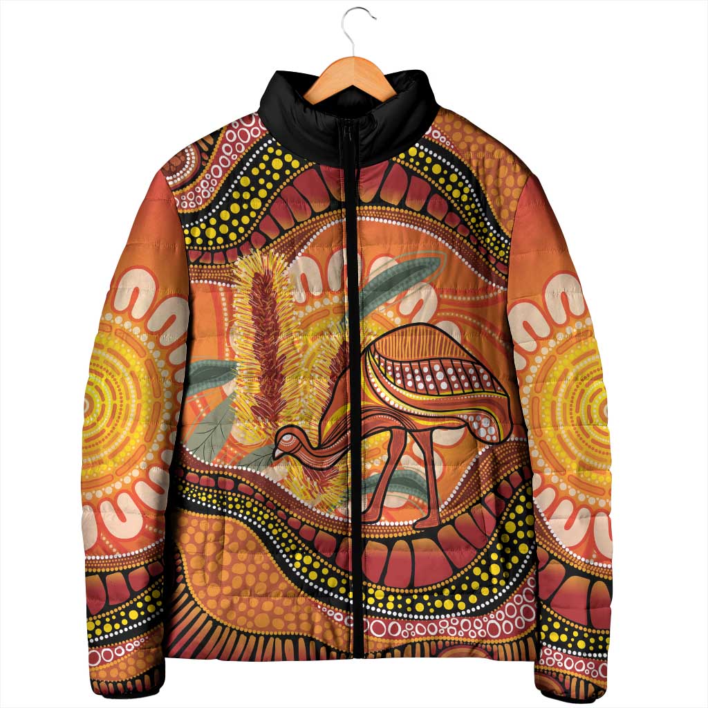 Indigenous Emu Australia Padded Jacket Australian Bottlebrushes Aboriginal Art Proud