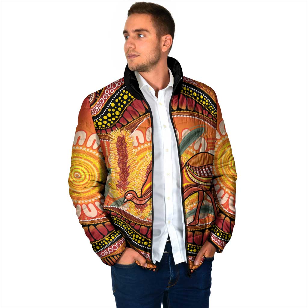 Indigenous Emu Australia Padded Jacket Australian Bottlebrushes Aboriginal Art Proud