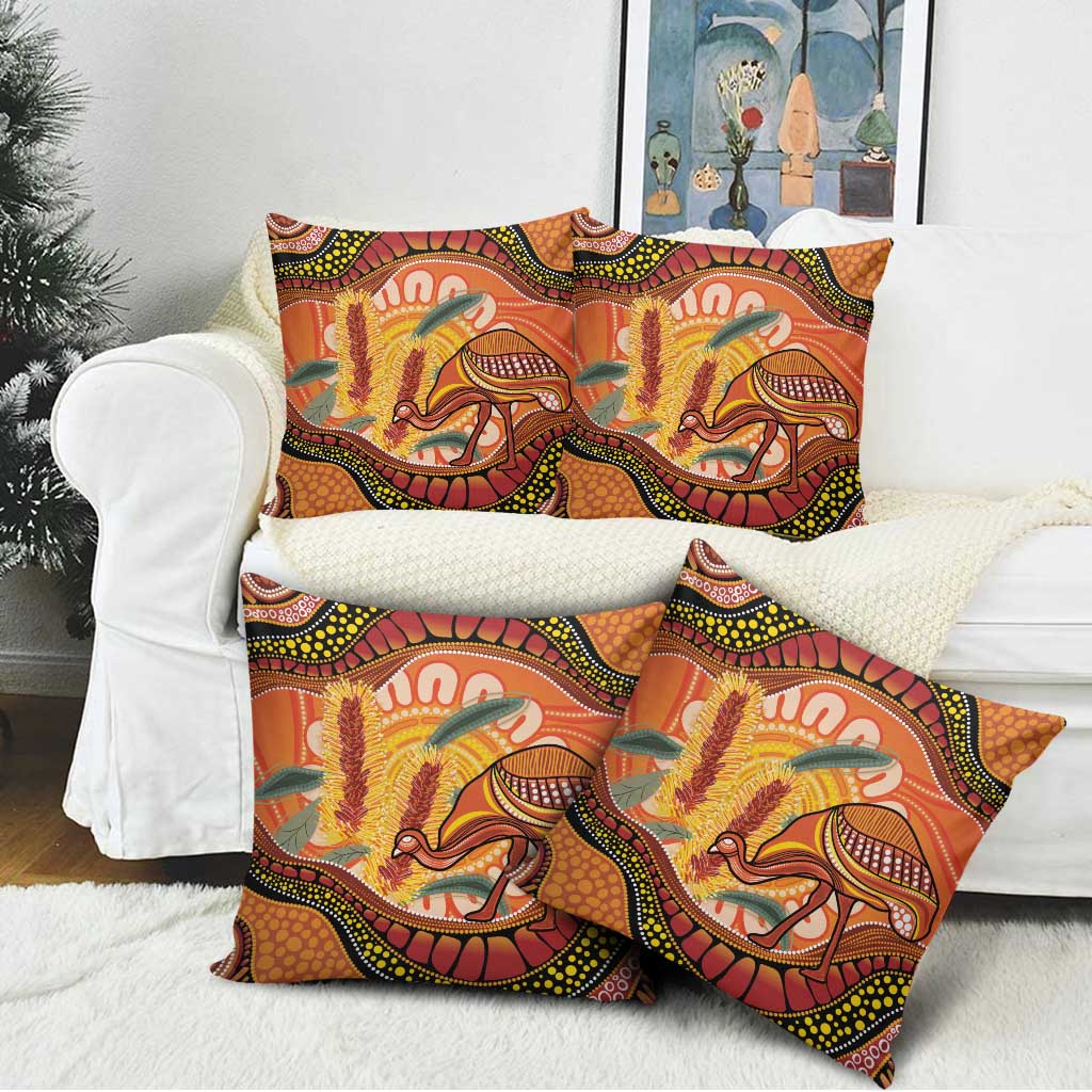 Indigenous Emu Australia Pillow Cover Australian Bottlebrushes Aboriginal Art Proud