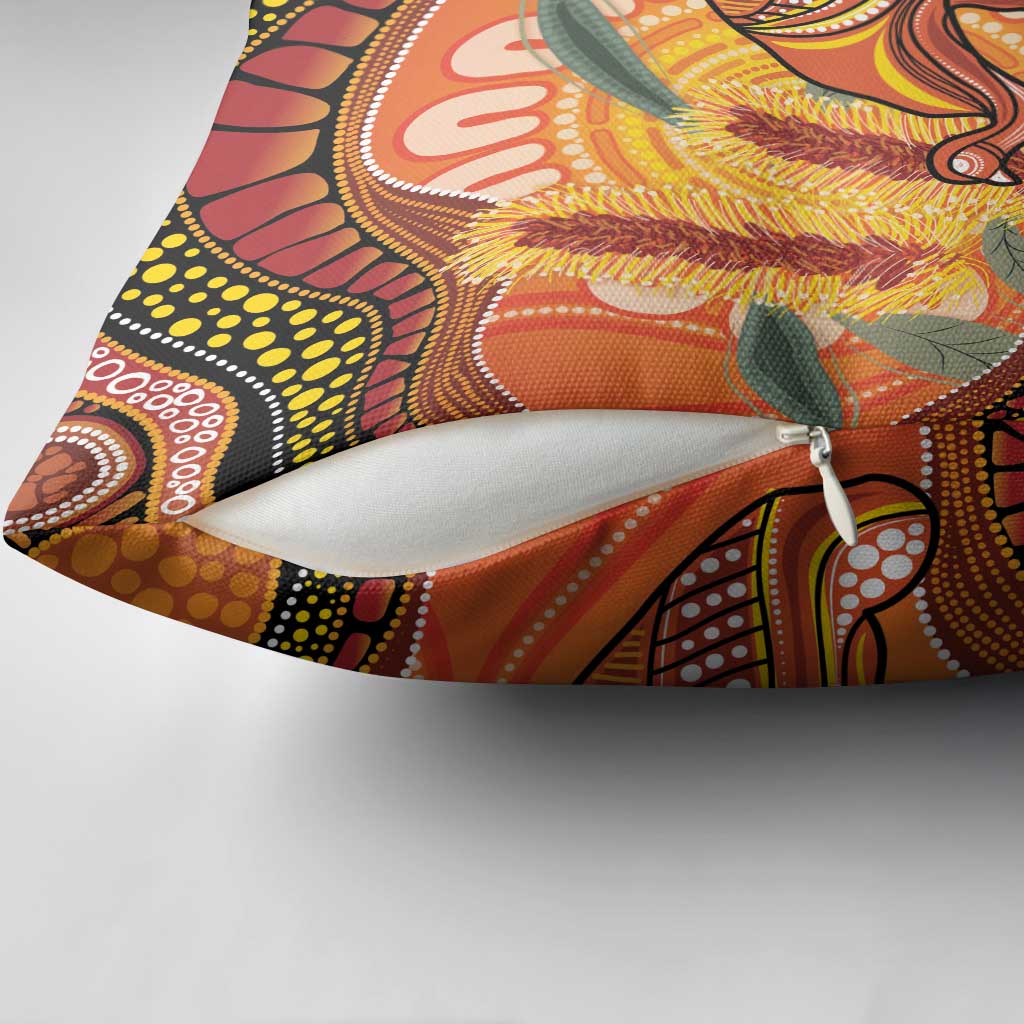 Indigenous Emu Australia Pillow Cover Australian Bottlebrushes Aboriginal Art Proud