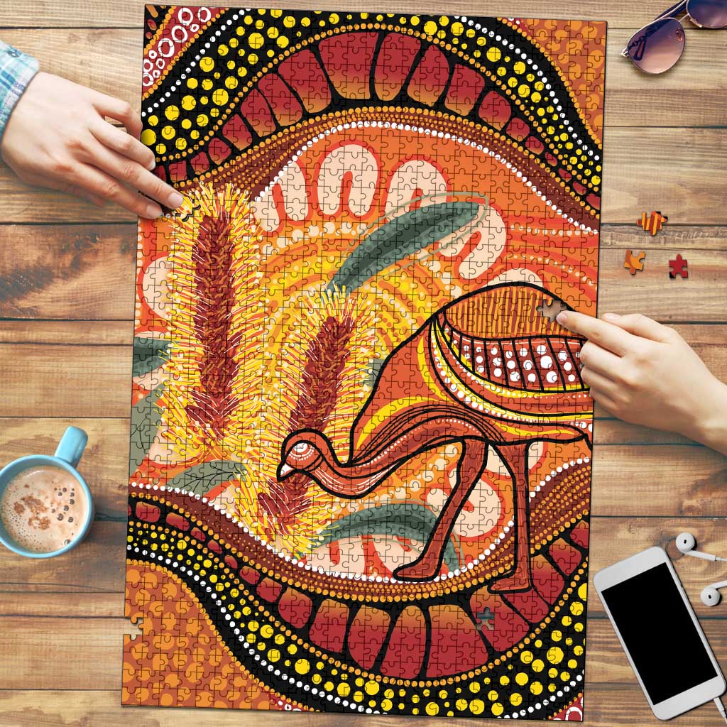 Indigenous Emu Australia Puzzle Australian Bottlebrushes Aboriginal Art Proud