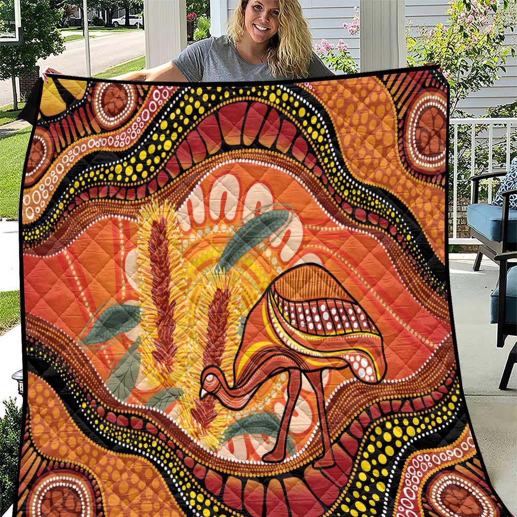 Indigenous Emu Australia Quilt Australian Bottlebrushes Aboriginal Art Proud