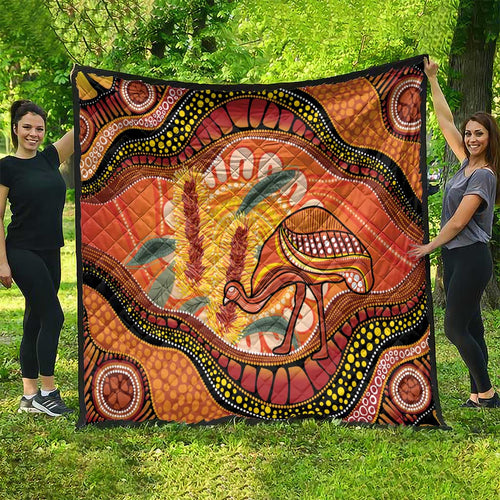 Indigenous Emu Australia Quilt Australian Bottlebrushes Aboriginal Art Proud