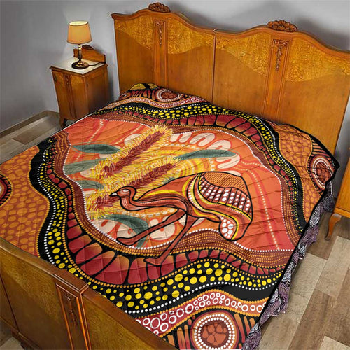 Indigenous Emu Australia Quilt Australian Bottlebrushes Aboriginal Art Proud