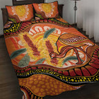 Indigenous Emu Australia Quilt Bed Set Australian Bottlebrushes Aboriginal Art Proud