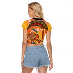 Indigenous Emu Australia Raglan Cropped T Shirt Australian Bottlebrushes Aboriginal Art Proud