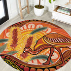 Indigenous Emu Australia Round Carpet Australian Bottlebrushes Aboriginal Art Proud