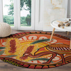 Indigenous Emu Australia Round Carpet Australian Bottlebrushes Aboriginal Art Proud