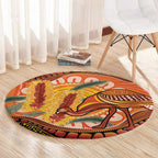 Indigenous Emu Australia Round Carpet Australian Bottlebrushes Aboriginal Art Proud