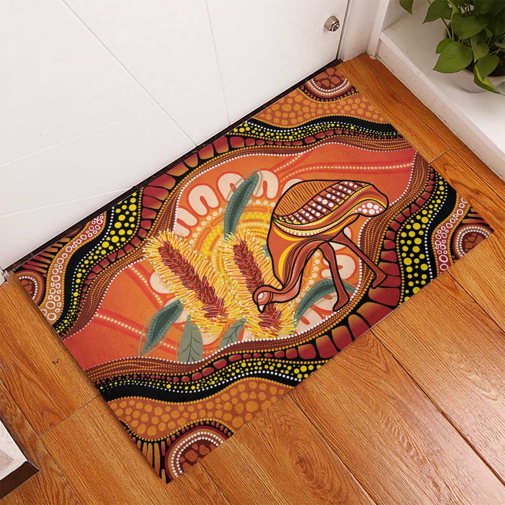 Indigenous Emu Australia Rubber Doormat Australian Bottlebrushes Aboriginal Art Proud