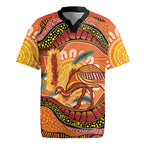Indigenous Emu Australia Rugby Jersey Australian Bottlebrushes Aboriginal Art Proud