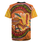 Indigenous Emu Australia Rugby Jersey Australian Bottlebrushes Aboriginal Art Proud