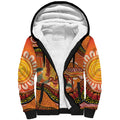 Indigenous Emu Australia Sherpa Hoodie Australian Bottlebrushes Aboriginal Art Proud