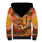 Indigenous Emu Australia Sherpa Hoodie Australian Bottlebrushes Aboriginal Art Proud