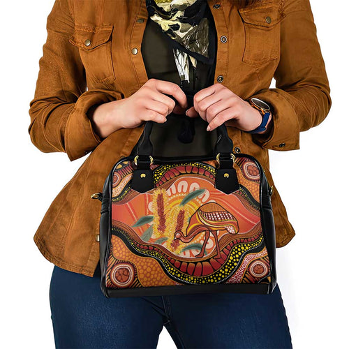 Indigenous Emu Australia Shoulder Handbag Australian Bottlebrushes Aboriginal Art Proud