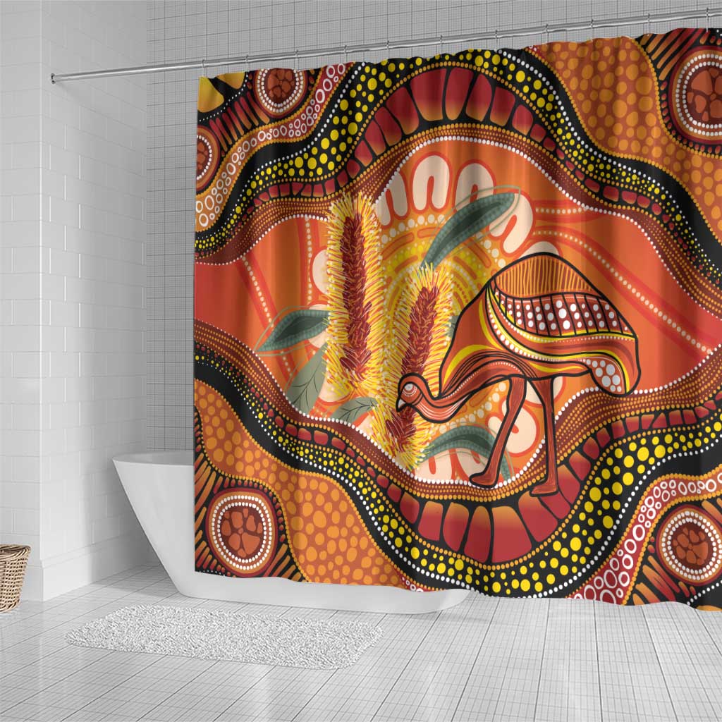 Indigenous Emu Australia Shower Curtain Australian Bottlebrushes Aboriginal Art Proud