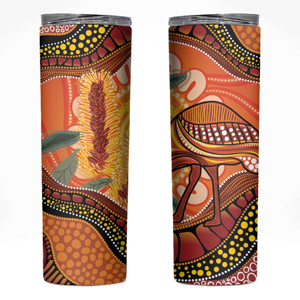 Indigenous Emu Australia Skinny Tumbler Australian Bottlebrushes Aboriginal Art Proud