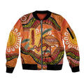 Indigenous Emu Australia Sleeve Zip Bomber Jacket Australian Bottlebrushes Aboriginal Art Proud